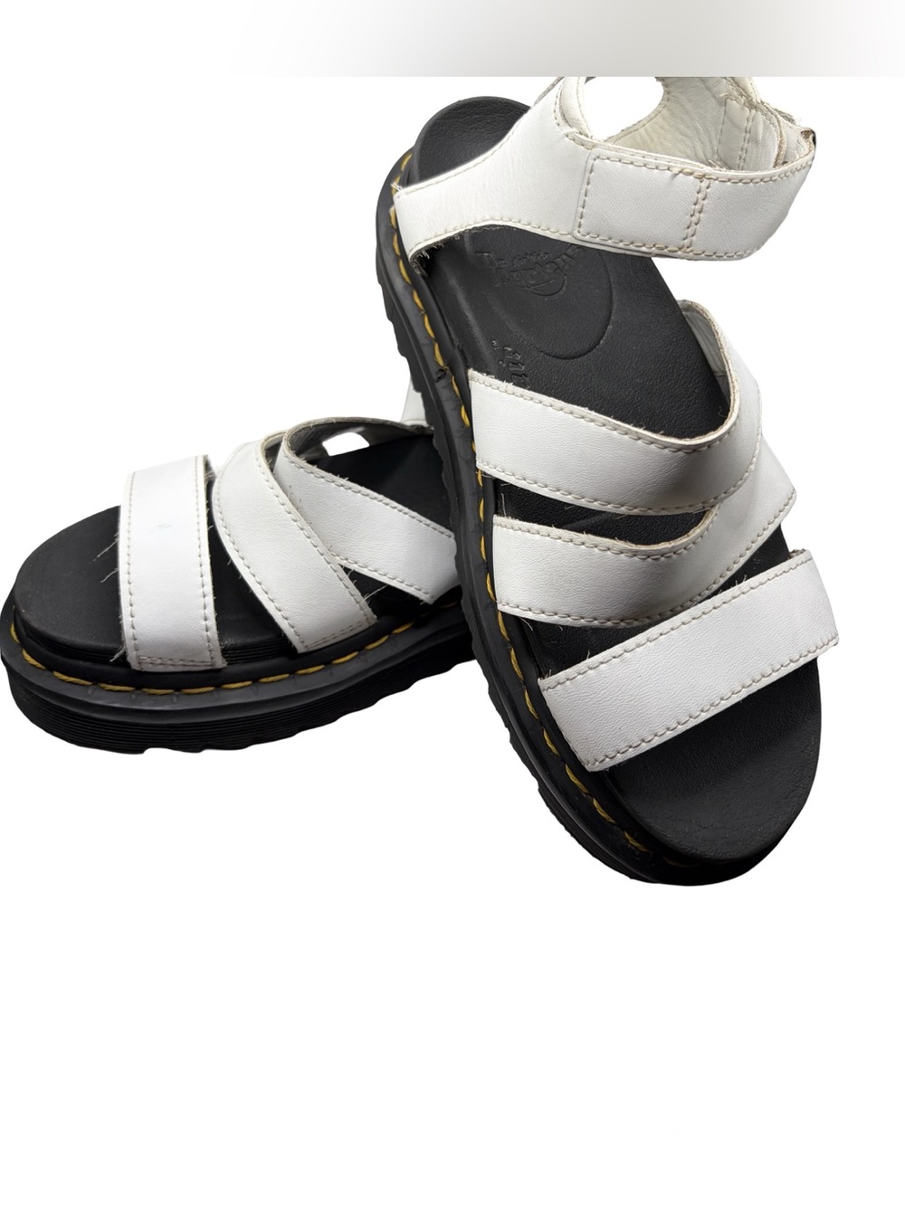 Dr. Martens Blaire White Strappy Sandals with Black Sole size 6L